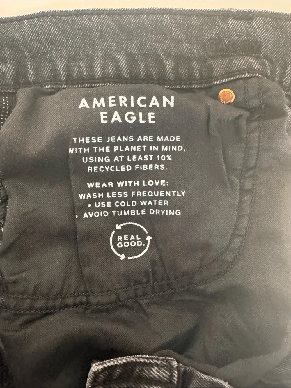 American Eagle EasyFlex Baggy Jeans Men’s 32x30, Black Wide Leg
